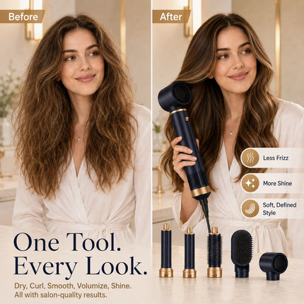 638UKLISS Blue Negative Ion 1000W Hair Dryer Comb Hot Air Brush for Styling And Drying Hair