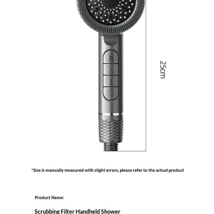 Soffione doccia autopulente a 4 modalità con spazzola in silicone, arresto acqua con un tasto, massaggio ad alta pressione, soffione in ABS con filtro