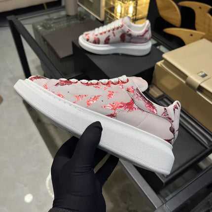 American European Fashion Casual Shoes Unisex White Platform Sneakers Man Sport Shoes In Printing Leather Women Heighten Loafers