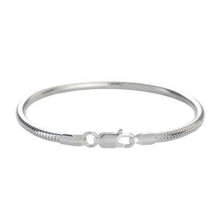 925 Sterling Silver 3mm Snake Bone Bracelet Simple Style For Women Men Daily and Party Wear All Seasons Jewelry 16-23cm PlatiNum
