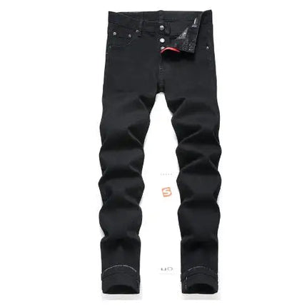 New Fashion Men Black Ripped Denim Jeans talian High Street Style Denim Pants High Quality Male Slim Fit Denim Trousers Size 38 PlatiNum
