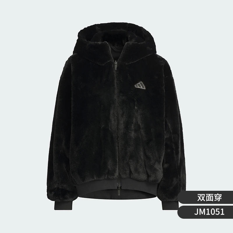 Adidas Official Authentic New Women's Reversible Warm Hooded Jacket JM1051