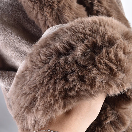 Winter New Fashion Warm Sleeve Plush Cape Cape Large Loose Bat Sleeve Plush Coat Cardigan Women