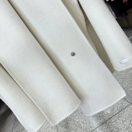 Newest Luxury Coffee Scarf Collar Wool Coat Women Loose Elegant Ladies Autumn Winter Jacket Causal Handmade Women's Jacket2025