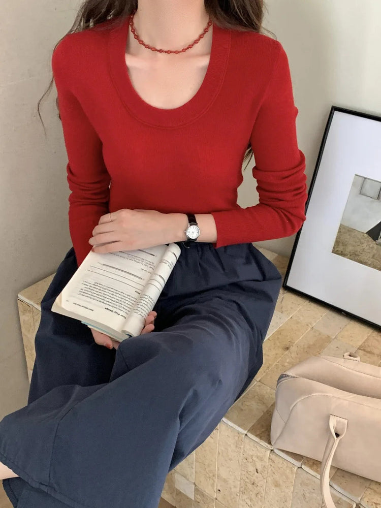 100% 48 count wool U-neck Ultra-fine Merino Wool Shirt for Women's Slim and Thin Bottoming Shirt for Women's Autumn and Winter PlatiNum