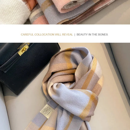 High Quality 100% Pure Wool Scarf Women Classic Chic  Autumn Winter Colorful Plaid Tassel Warm Muffler Female Thermal Shawl Lady