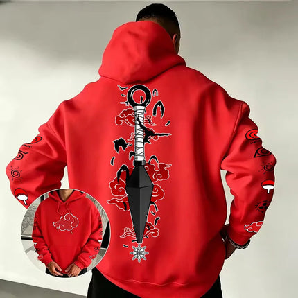 Naruto Akatsuki Kunai Hoodie 2026 New Japanese Anime Fashion Y2K Casual Sportswear Men's Couple Style Hooded Sweatshirt