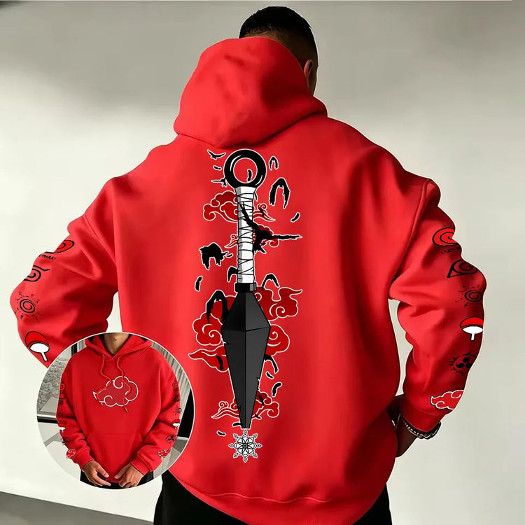 Naruto Akatsuki Kunai Hoodie 2026 New Japanese Anime Fashion Y2K Casual Sportswear Men's Couple Style Hooded Sweatshirt