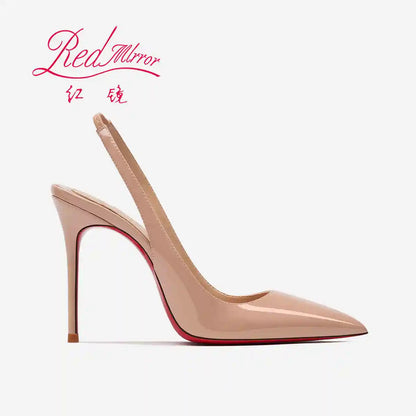 Heeled sandals Red Shiny Bottoms Naked color luxury Hollow 2025 New Elegant High Heels Sexy Slingbacks Ladies Shoes Women shoes