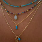 2023 Fashion Multilayer Boho Colorful Bead Chain Necklace For Women Female Crystal Water Drop Metal Letter Pendant Jewelry Gift PlatiNum