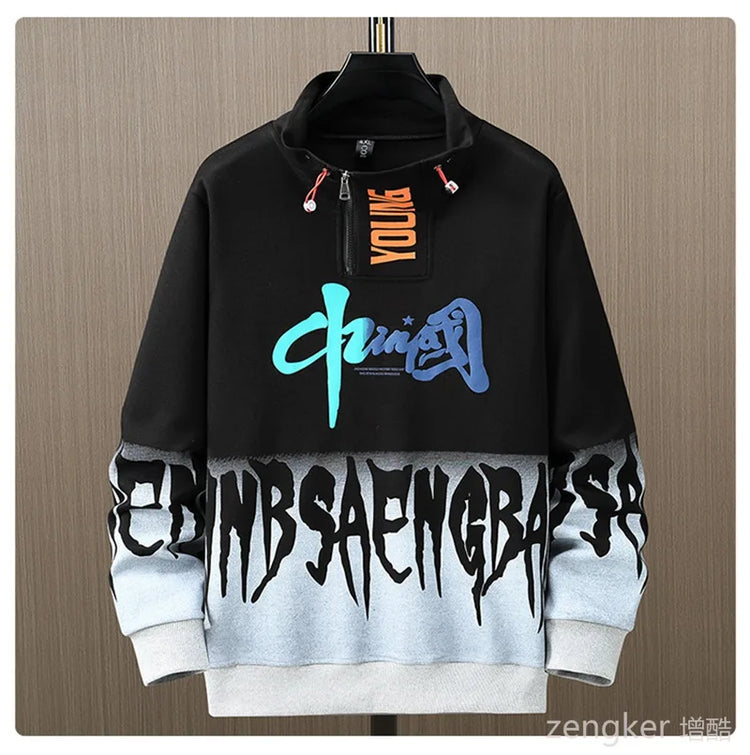 Men Spring Autumn Hooded Sweater Letter Plus Size Trendy Loose Sports Leisure Youth Student Hoodie 11xl 170kg 10XL 9XL