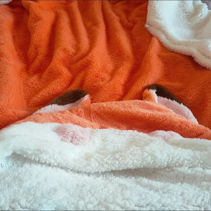Anime Fox Cloak Fox Cape Cartoon Cloak Coral Fleece Keep Warm Air Blankets Cosplay Costumes Lovely Soft Birthday Valentine Gifts