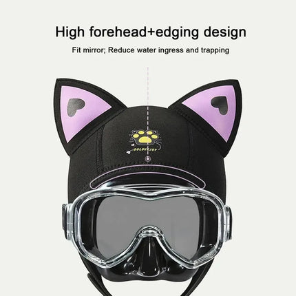 Cat Ear Diving Hood 3mm Neoprene Wetsuit Hood Cute Women's Swimming Cap for Surfing Snorkeling Water Sports Surf Diving Hat