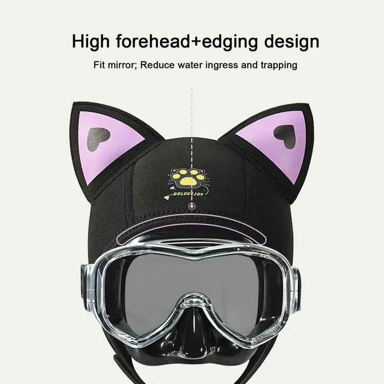 Cappuccio da sub con orecchie di gatto Cappuccio da muta in neoprene da 3 mm Cuffia da nuoto da donna carina per il surf Snorkeling Sport acquatici Cappello da sub da surf