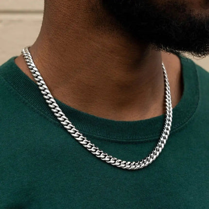 3-11MM Classic Cuban Chain Necklace for Men Women,Silver Black Gold Grey Color Stainless Steel Chains,Basic Punk Jewelry Gift PlatiNum