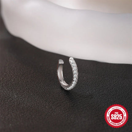 CANNER 1PC 6/7/8/9mm Moissanite 925 Sterling Silver Hoop Earrings Women Round Circle Piercing Earings Personalized Fine Jewelry PlatiNum