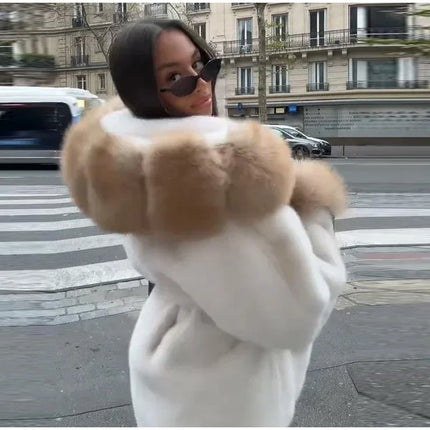 Hoody Faux Fur Furry Coats Women Fashion Belt Long Sleeve Pocket Thicken Warm Jacket 2026 Autumn Winter Urban Lady Streetwears
