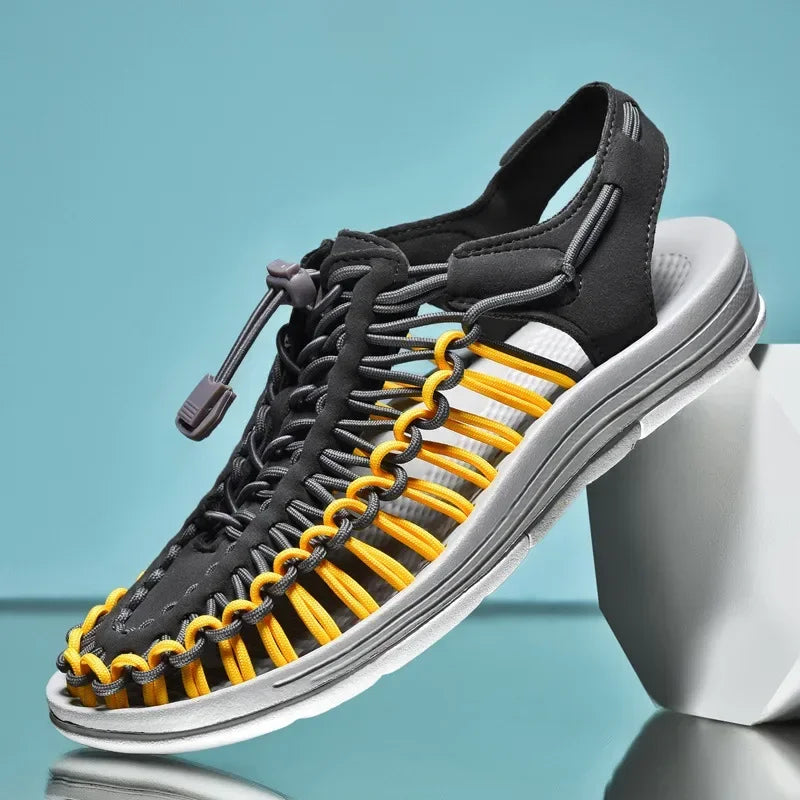 Fashion Men Sandals for Women Slippers Weaving Design Beach Breathable Casual Flat Sandals Outdoor Couples Sandals Size 48