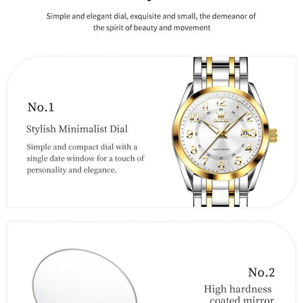 OLEVS 3666 Orologi da Donna Originali al Quarzo Impermeabili Luminosi Regalo per Donna Cronografo con Data Reloj Mujer platinumshop