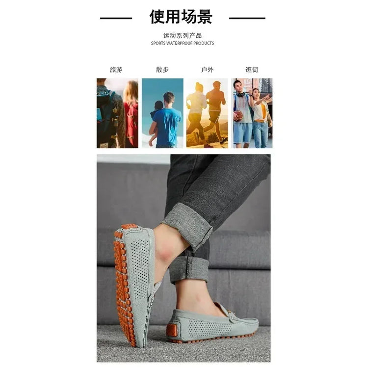 Scarpe Casual da Uomo Estate 2026, Mocassini di Lusso in Vera Pelle, Traspiranti e Comodi per la Guida