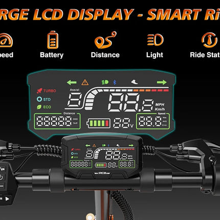 RCB D7 D7 PRO Monopattino Elettrico, Monopattino Elettrico per Adulti, Autonomia 80-110KM,  500W, 25KM/H, Pieghevole, Display LED, Controllo APP, Freni a Disco, Doppia Sospensione, Pneumatici 10 Pollici, Carico 150KG