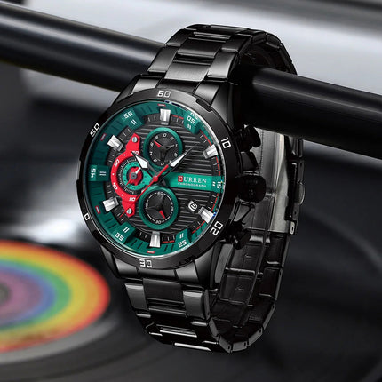 CURREN 8402 Orologio da uomo in acciaio inossidabile Moda creativa Quadrante luminoso con cronografo Orologio da uomo di lusso per il tempo libero reloj hombre platinumshop