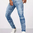 Two tone distressed patchwork jeans for men trendy jeans for summer thin straight leg pants slim fit small leg distressed jeans PlatiNum