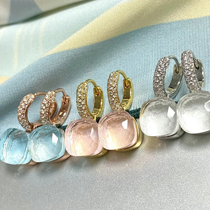 Classic Candy Color Earrings Inlay Transparent Zircon 27Colors Crystal Earrings Platinum Plated Fashion Jewelry For Women PlatiNum