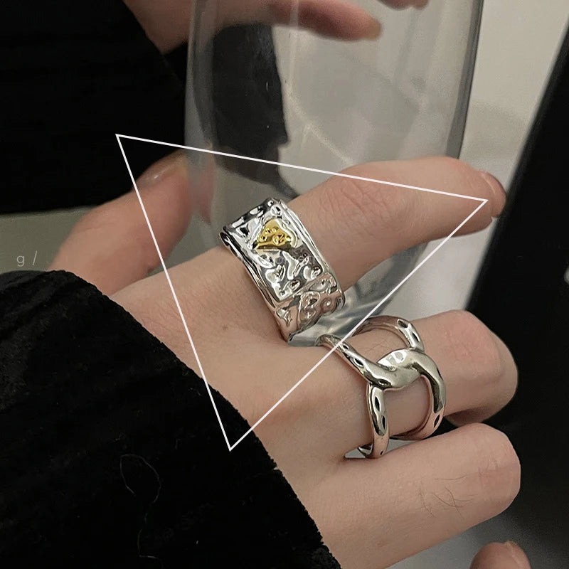 VENTFILLE Anello largo ad arco in argento sterling 925 per gioielli di design punk con geometria femminile regalo asimmetrico Dropshipping