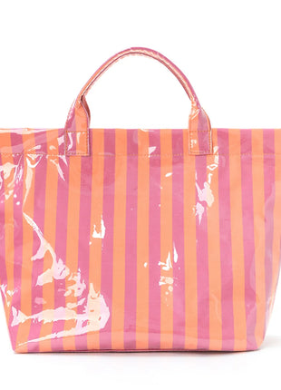 Sac cabas en PVC à rayures, sac à bandoulière de voyage et pour les trajets quotidiens de grande capacité | Sac léger avec fermeture magnétique et poche intérieure zippée