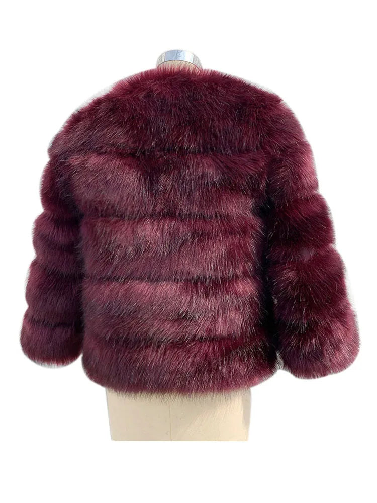 ZADORIN High Quality Faux Fox Fur Coat Women Luxury Fluffy Warm 3/4 Sleeve Fur Jacket for Women Winter Short Mink Coat Outerwear