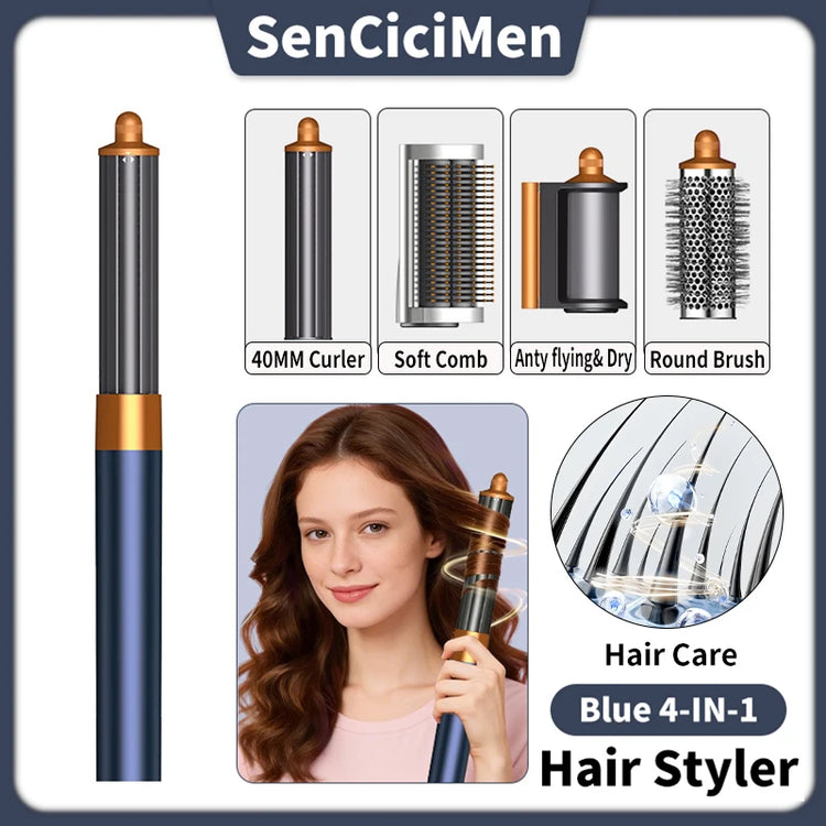 SenCiciMen Hair Dryer Brush 6 in 1 Hair Styler Negative Ion Blow Dryer Brush Set - 110,000 RPM High - Speed Hot Air Brush Air Styler Curling Wrap Air Curler,Curling Iron Hair Styling Tool for Straight Curl Drying Smoothing Gi