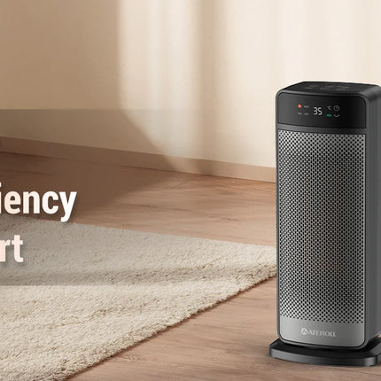 Portable Electric Heater with Remote Control 2000W PTC Ceramic Space Heater 16inch Oscillating Instant Warmth Quiet Air Blower Fan V0-Grade Fireproof Materials Overheat Protection Tilting Protection Home Appliance for Bedroom