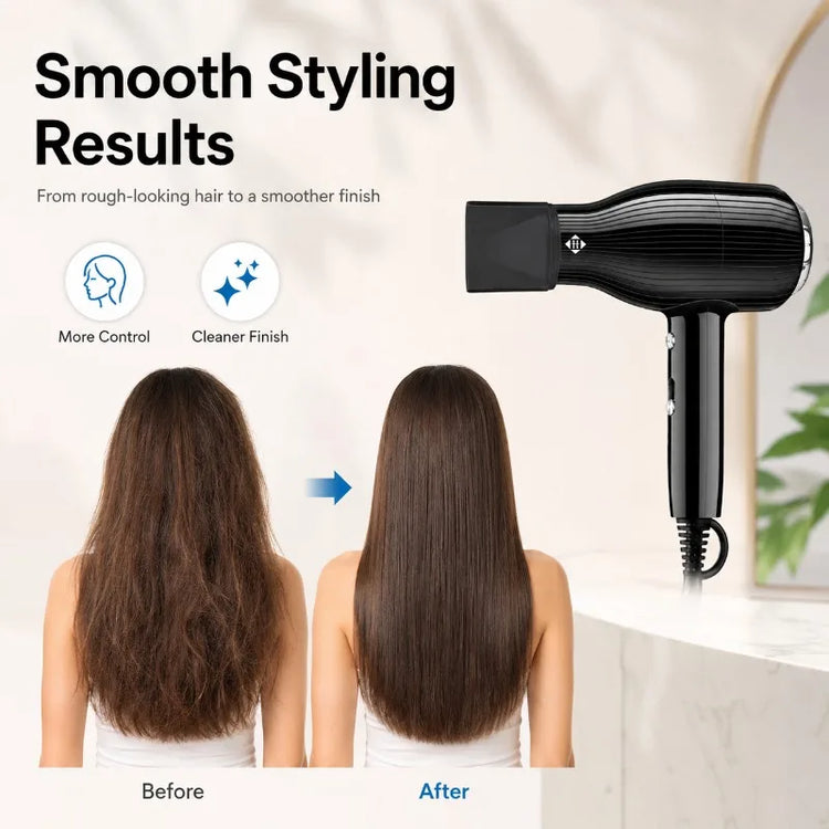 2000W WETECH Professional Hair Dryer AC 220‑240V Cold Air Blow Dryer Lightweight Black Hairdryer for Home Travel Salon Hair Styling