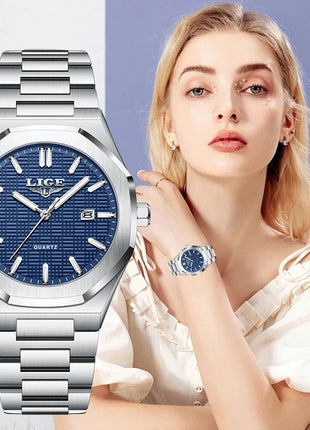 LIGE Orologio da donna elegante e lussuoso, orologio classico alla moda con data automatica, cinturino in acciaio inossidabile, orologi luminosi impermeabili per donna, regalo per signora platinumshop