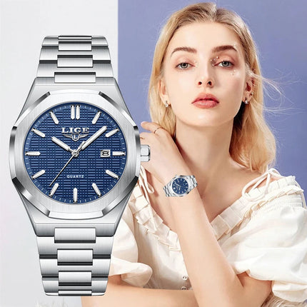 LIGE Orologio da donna elegante e lussuoso, orologio classico alla moda con data automatica, cinturino in acciaio inossidabile, orologi luminosi impermeabili per donna, regalo per signora platinumshop