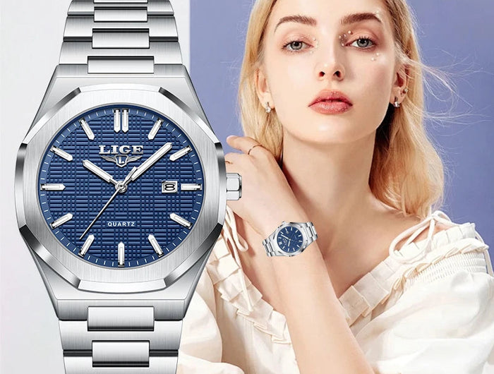 LIGE Orologio da donna elegante e lussuoso, orologio classico alla moda con data automatica, cinturino in acciaio inossidabile, orologi luminosi impermeabili per donna, regalo per signora platinumshop