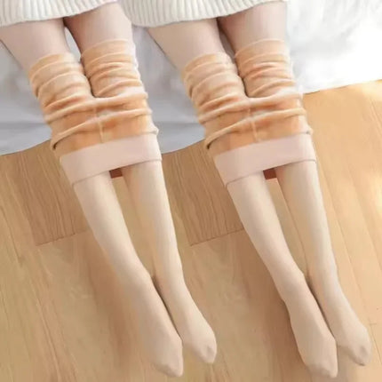 Fleece Lined Tights Women Winter Thermal Leggings Polar Skin Black Opaque Stockings Thick Warm Pantyhose Colorful Leg Warmers PlatiNum