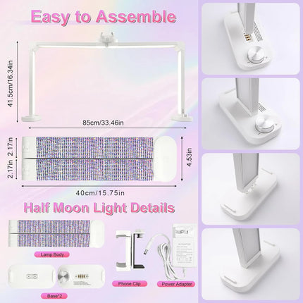 34' Nails Tech Light with Phone Stand 3000K-6000K Color Temperature Led Desk Lamp for Nail, Tattoos, Eyebrows, Beauty Diamond