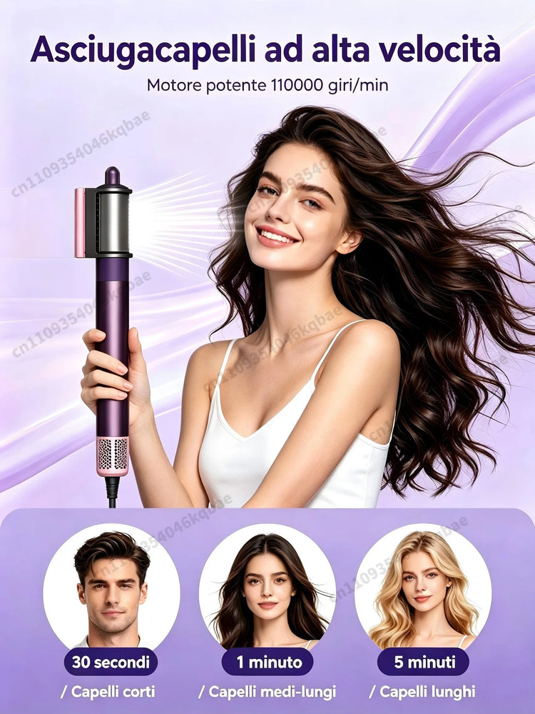 High Quality 6 In 1 Multi Hair Styler & Hair Dryer Auto Curling Air Dryer Wrap Hot/Cold Air Styling Tool Hair Straightener Curling Barrel Brush Salon Styling Gift For Women