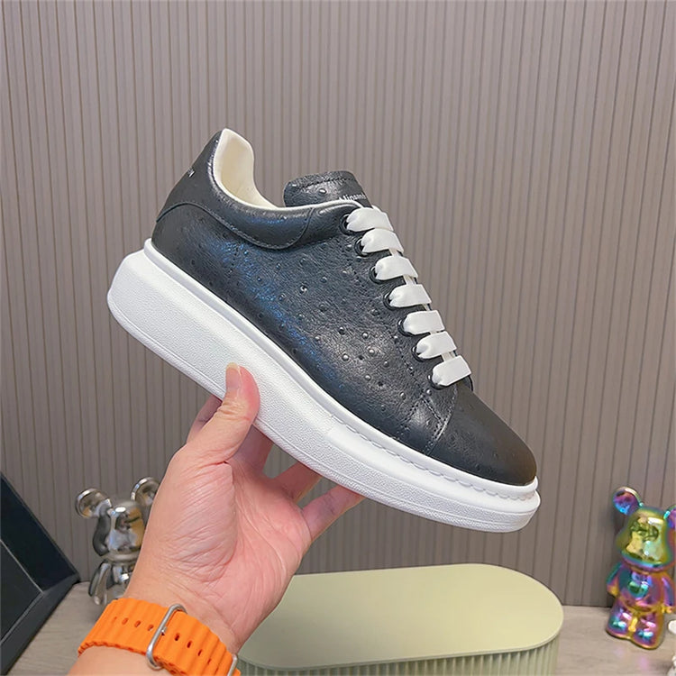Men Genuine Leather Platform Causal Sneakers Moccasins for Man Black Luxury Brand Designer Loafers High Quality Footwear Shoes