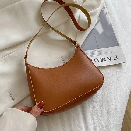 New Women's Fashion Handbags Retro Solid Color PU Leather Shoulder Underarm Bag Casual Women Hobos Handbags sac à main femme PlatiNum