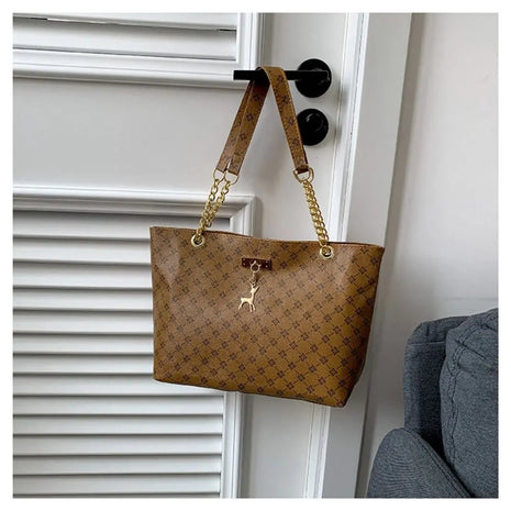 Women Luxury Design Tote Bag  Large Capacity Handbag Fashion Printing Shoulder Bag Trendy New Shopping Bag Purse PlatiNum