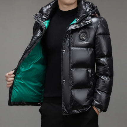 Men Down Jacket 2025 Trendy White Duck Down Thick Cold Proof Warm Hooded Pike Coat Outdoor Casual Winter Zipper Puffer Jacket