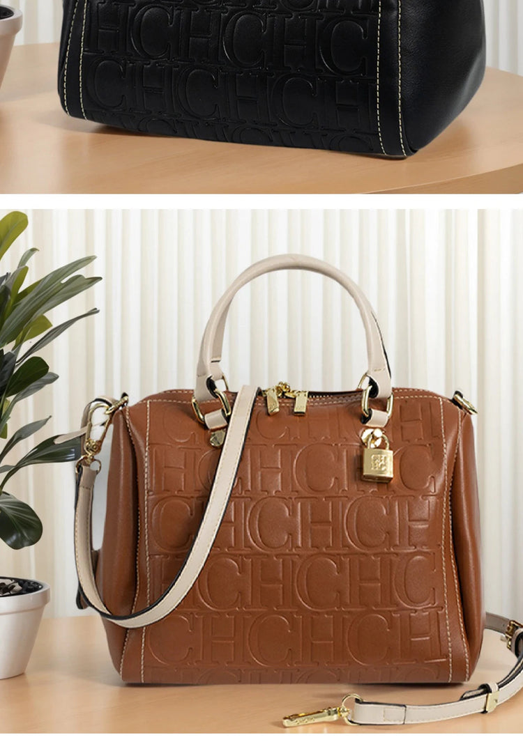 CH Autumn/Winter Christmas Fashion PU Material Lock Lock Design Women's Crossbody Bag 2025 Designer New Handbag Trendy Brand PlatiNum