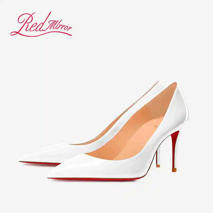 Tacchi alti eleganti da donna neri Fondo rosso lucido Tacchi da donna di marca di lusso 2025 tendenza Punta a punta Décolleté da festa sexy Scarpe da donna