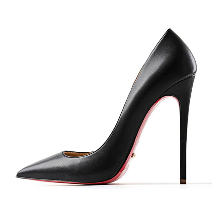 HLTINO nero punta a punta tacchi inferiori rossi moda donna primavera estate décolleté scarpe in vera pelle per scarpe da donna da festa quotidiana