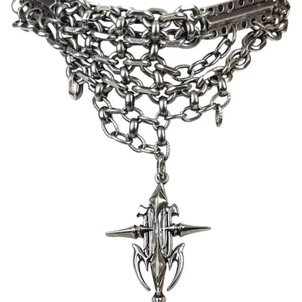 Set di Gioielli Punk Rock per Donne e Uomini, Collane e Anelli con Ciondolo a Croce Gotica, Collezione di Accessori Gioiello Audaci platinumshop