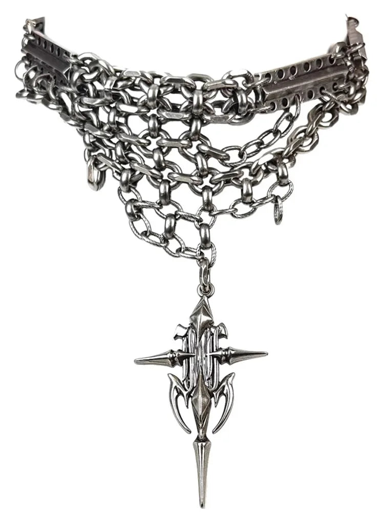 Set di Gioielli Punk Rock per Donne e Uomini, Collane e Anelli con Ciondolo a Croce Gotica, Collezione di Accessori Gioiello Audaci platinumshop