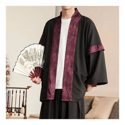 Camicia Samurai Giapponese per Uomo, Stile Sumo, Casual Oversize, Kimono Tradizionale con Stampa Vintage